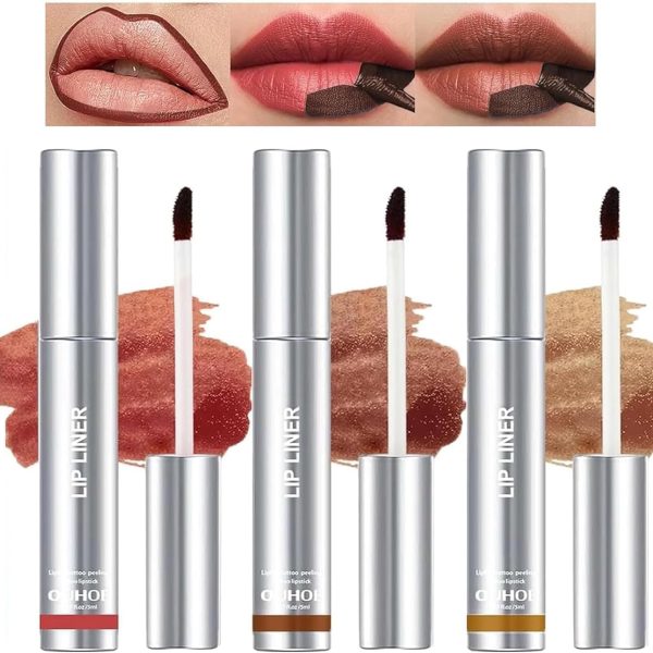 KTouler Peel Off Lip Liner, 3Pcs Matte Lip Liner,Waterproof Long Lasting Highly Pigmented Color Peel Off Lip Stain Lipsticks Makeup for Women