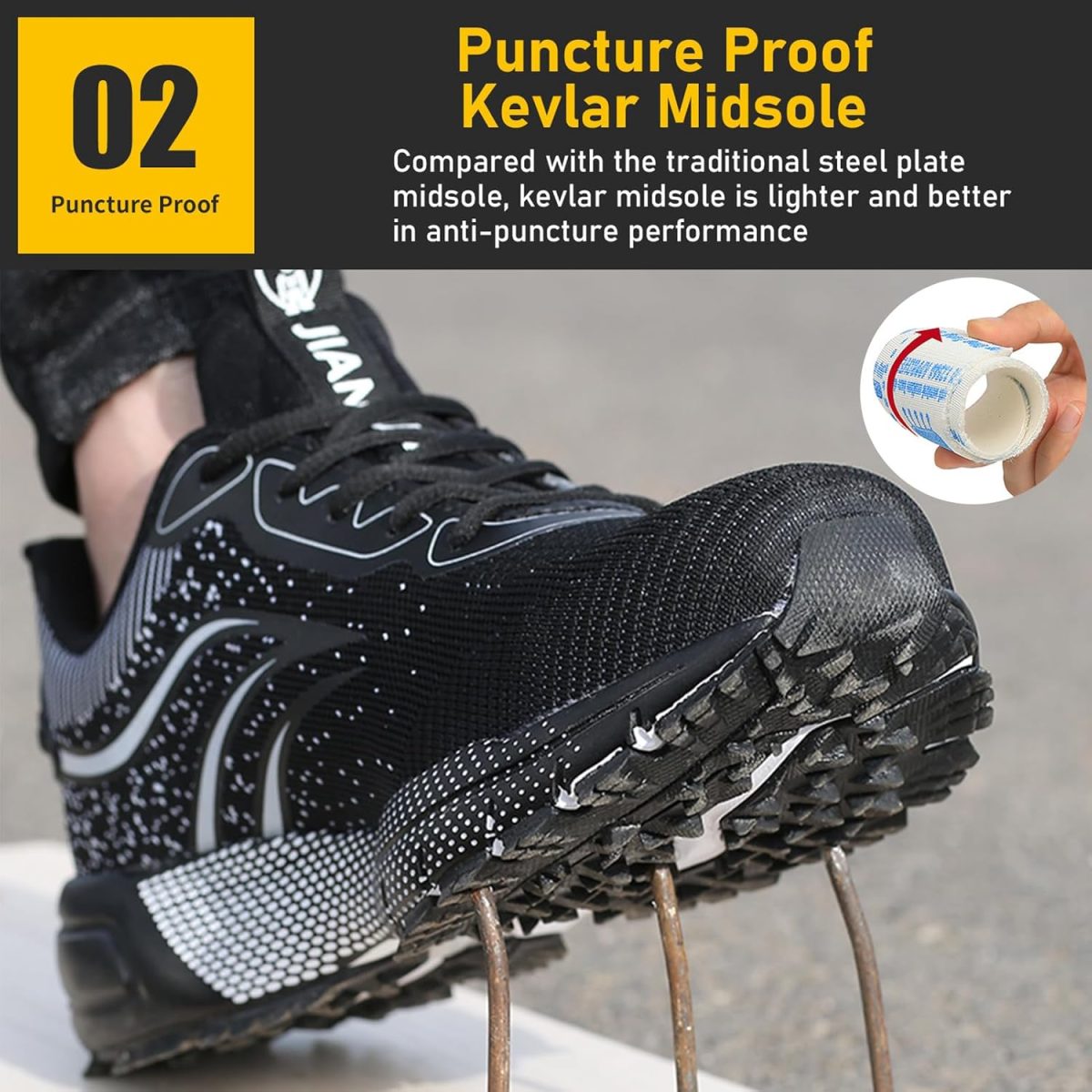 ⁦Steel Toe Safety for Men Lightweight Work Sneaker Comfortable Puncture Proof And Fashion For Work.⁩ - الصورة ⁦4⁩