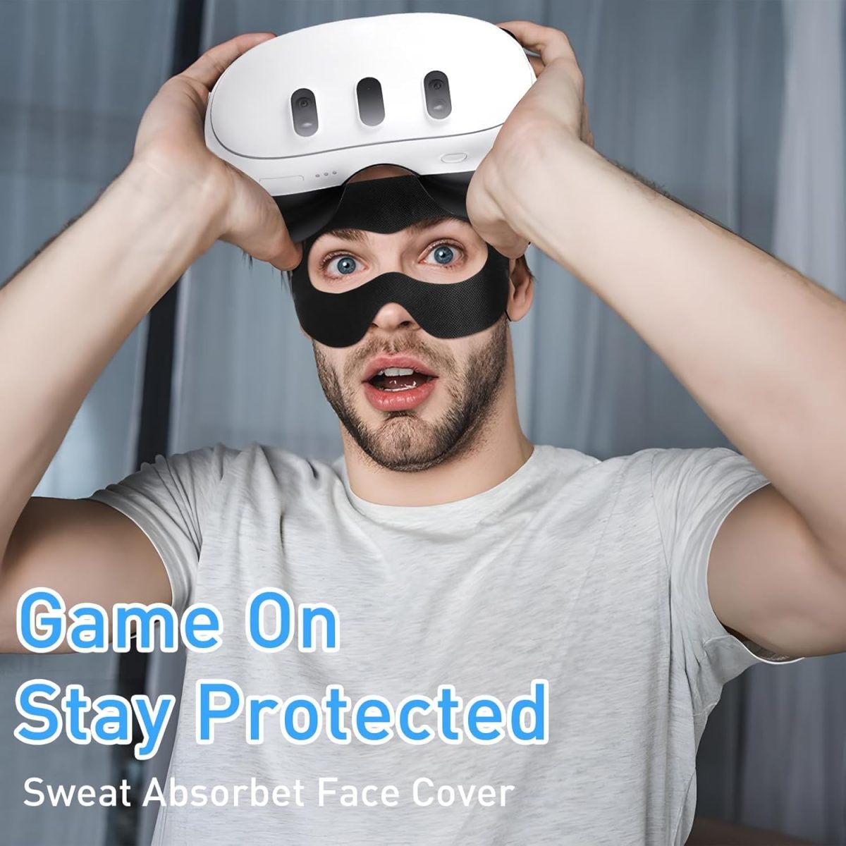 ⁦NALACAL 100-Pack Disposable VR Face Covers, Sweat Guard Masks Compatible with Meta Quest 3, Quest 2, and Apple Vision Pro - Facial Interface Pads in Black & White⁩ - الصورة ⁦4⁩