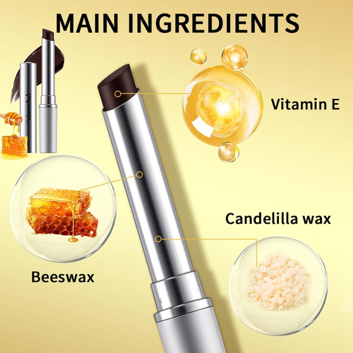 ⁦Black Dark Honey Lipstick, Almost Honey Balm Black Color Lipstick Tinted Lip Balm, Natural Deeply Moisturising Hydrating Long-Lasting Lip Plumping Lip Care for Dry Lips⁩ - الصورة ⁦3⁩