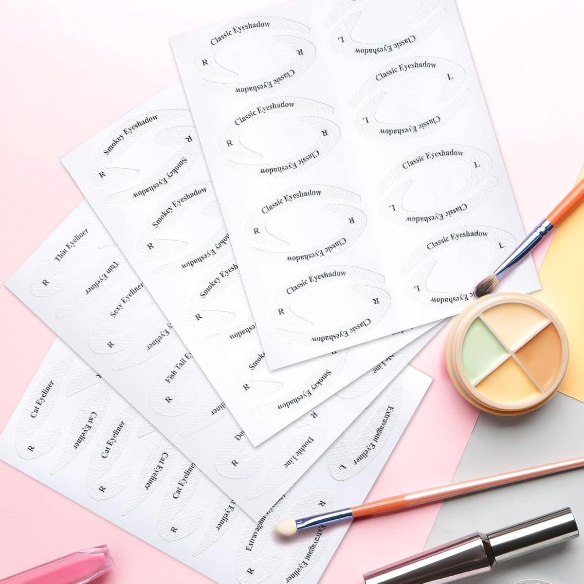 ⁦ELECDON Eyeliner Eyeshadow Template, 24 Pieces Multi-Style Cat Eye Eyeshadow Stickers Makeup Beauty Accessories for Women Girls Beginner Makeup Artist⁩ - الصورة ⁦4⁩
