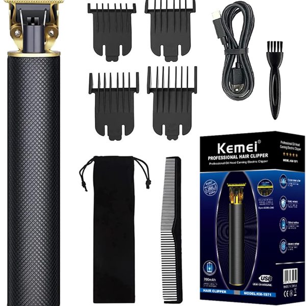 KEMEI Mens Clipper Cordless Hair Clippers, Razor Electric Professional Beard Trimmer Grooming Shaving Machine Self Hair Cutting Haircut Trimmers Cutter,Black KM-1971