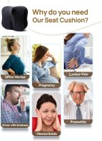 ⁦Travel Ease Ergonomic Seat Cushion, Premium Memory Foam Chair Pad with Anti-Slip Base for Long Hours Sitting Comfort, Hip Support Pillow for Office Chair, Car Seat, Home Use (Black)⁩ - الصورة ⁦6⁩