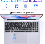 ⁦NIAKUN 16 Inch Laptop Computer 2025, Gaming Laptop, 16GB RAM 512GB SSD, N100 Processor, UHD Graphics 750 MHz, FHD 1920 * 1200, 180° Open, Backlit Keyboard, Windows 11 Pro, Fingerprint Unlock, Student⁩ - الصورة ⁦4⁩