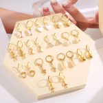 ⁦Shining Diva Fashion 12 Pairs Combo Set Latest Stylish Drop Earrings for Women and Girls (15859er)⁩ - الصورة ⁦5⁩