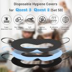 ⁦NALACAL 100-Pack Disposable VR Face Covers, Sweat Guard Masks Compatible with Meta Quest 3, Quest 2, and Apple Vision Pro - Facial Interface Pads in Black & White⁩ - الصورة ⁦3⁩