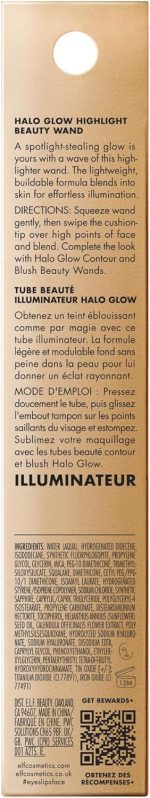 ⁦e.l.f. Halo Glow Highlight Beauty Wand, Liquid Highlighter Wand For Luminous, Glowing Skin, Buildable Formula, Vegan & Cruelty-free, Champagne Campaign⁩ - الصورة ⁦5⁩