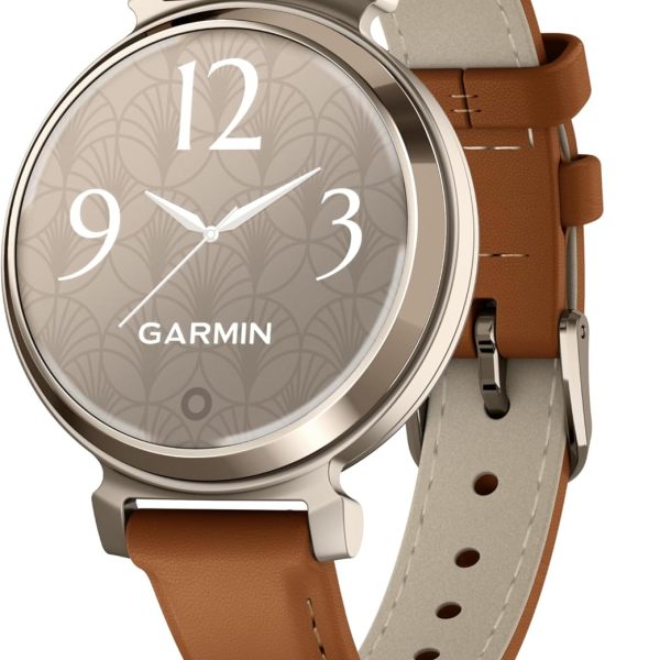GARMIN LILY 2 CREAM GOLD CASE WITH TAN LEATHER BAND