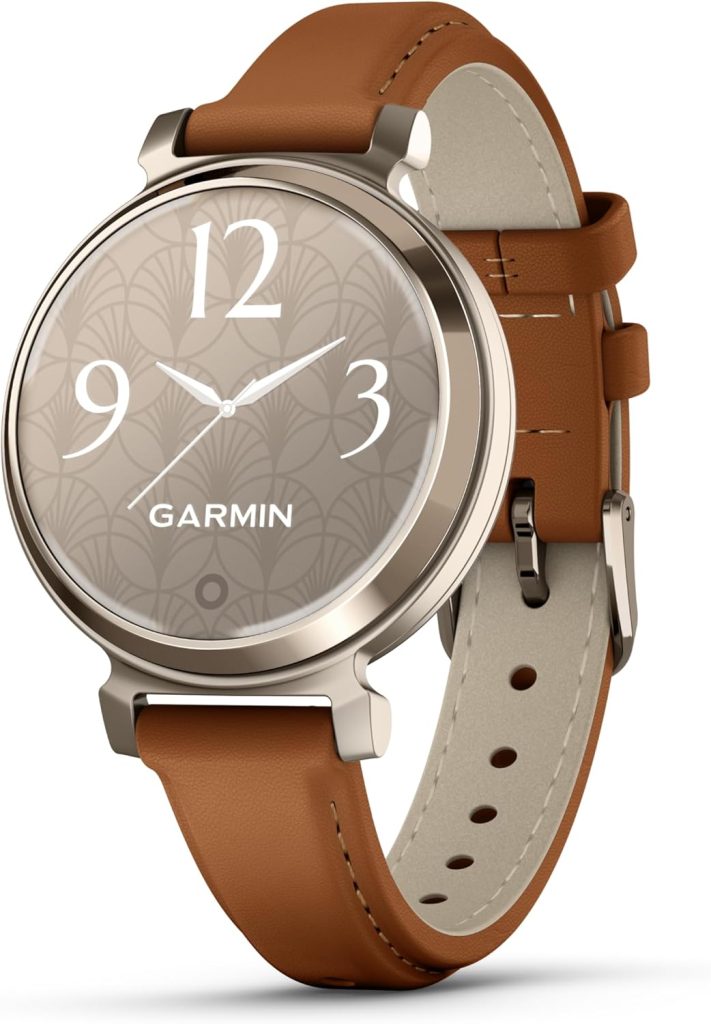 GARMIN LILY 2 CREAM GOLD CASE WITH TAN LEATHER BAND