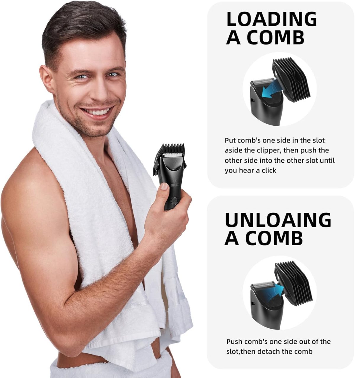 ⁦LEMULEGU Men Body Hair Trimmers,Electric LCD Battery Indicator Safe Blade Waterproof Groin Hair Shavers Male Painless Wet and Dry Quiet Hygiene Razor with Standing Charging SMT033 Black⁩ - الصورة ⁦2⁩