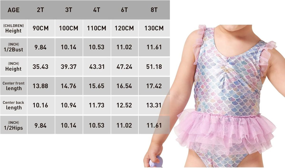 ⁦Julysand Baby Girls One-Piece Sparkly Sequins Mermaid Fish Scale Ruffles Swimsuit Swimwear Bathingsuit⁩ - الصورة ⁦6⁩