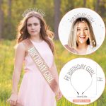 ⁦Rose Gold Birthday Crown and Sash Set for Women - Tiara, Headband, Princess Rhinestone Crown, Party Girl Sweet Hair Accessories - Happy Birthday Gift⁩ - الصورة ⁦6⁩