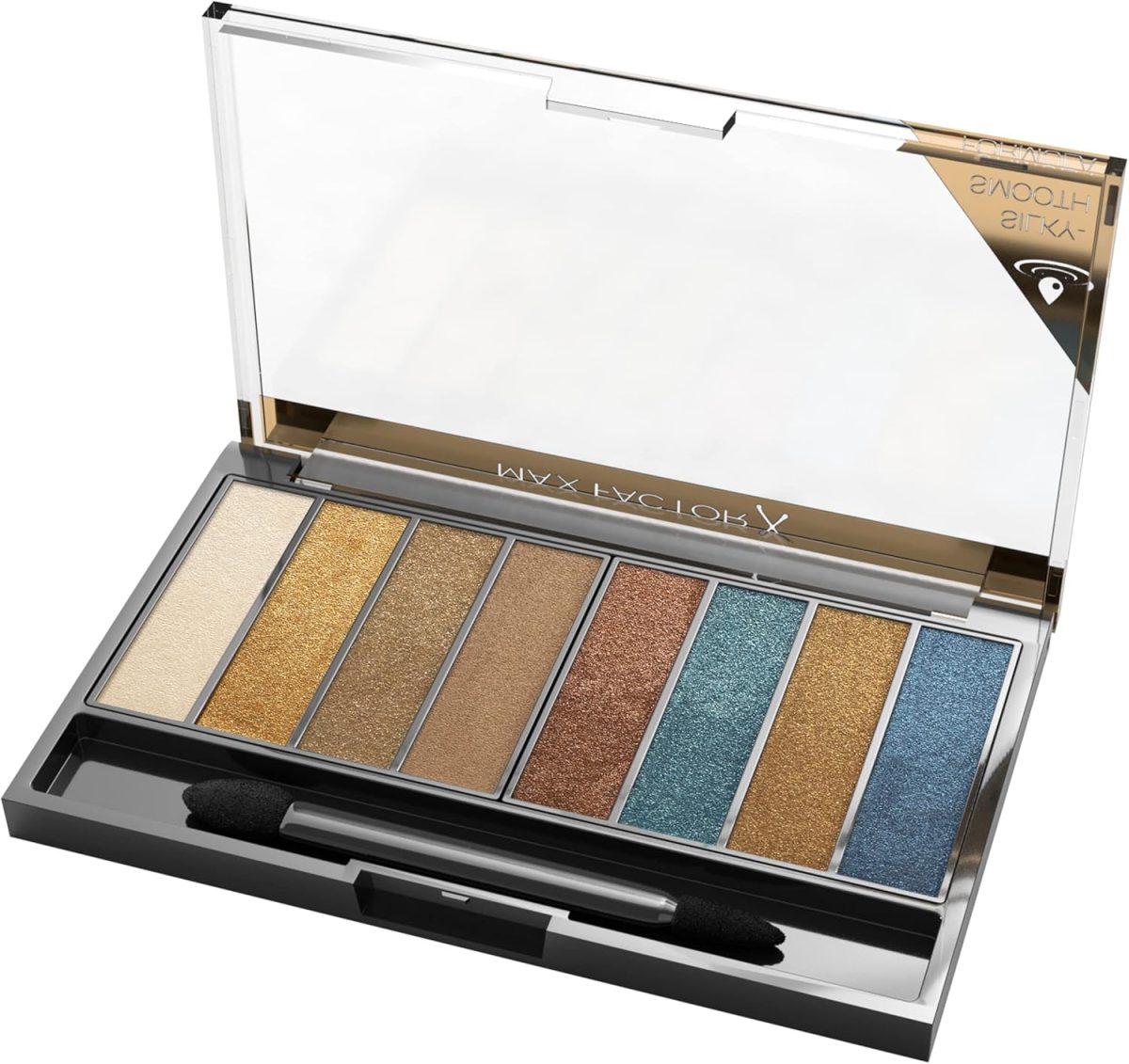 ⁦Max Factor Masterpiece Nude Palette - Contouring Eye Shadows - 8 Perfectly Paired Shades - Dual-Tip Applicator - 04 Peacock Nudes, 6.5g - 0.22 fl oz⁩ - الصورة ⁦3⁩