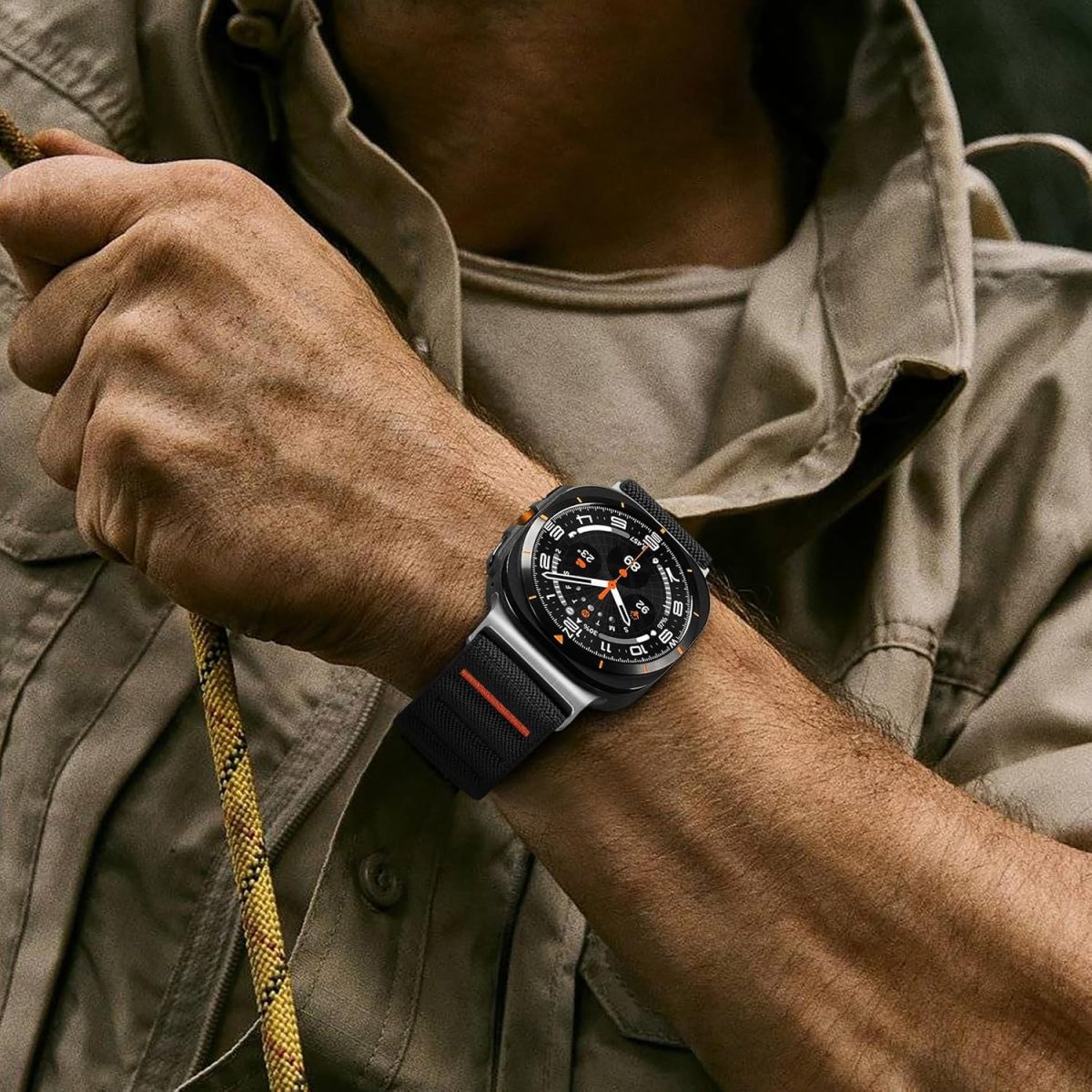 ⁦Suitisbest Sports Strap Compatible with Samsung Galaxy Watch Ultra 47 mm (2024), Ultra Adjustable Nylon Loop Watch Strap with S-Hooks for Men and Women⁩ - الصورة ⁦6⁩