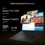 ⁦ASUS Vivobook S16 Laptop, Copilot+ PC, AMD Ryzen AI 7 350 with XDNA NPU, 16GB Memory, 1TB SSD, Neutral Black, M5606KA-DS76⁩ - الصورة ⁦4⁩