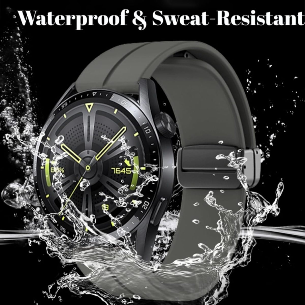 ⁦NESLIN Magnetic Band Compatible with Huawei Watch GT5/GT5 Pro 2024/GT4/Watch 4/4 Pro 46mm/GT3/GT3 Pro 46mm/GT2/GT 46mm/GT2 Pro/GT2e/GT Runner, 22mm Magnetic D-Buckle Replacement Silicone Strap⁩ - الصورة ⁦4⁩