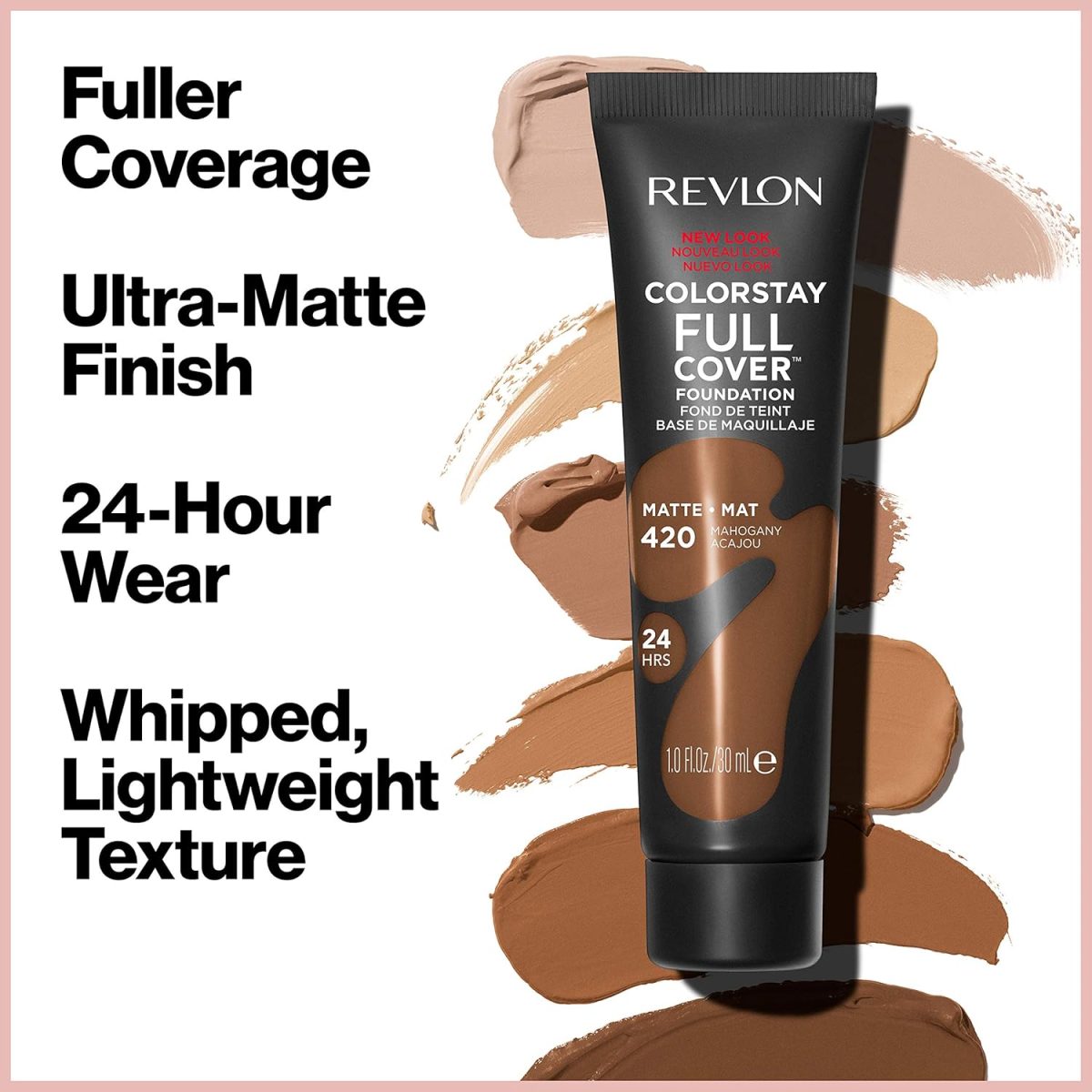 ⁦Revlon CS Full Cover Foundation (Intl with SPF 10)-Natural Ochre⁩ - الصورة ⁦2⁩