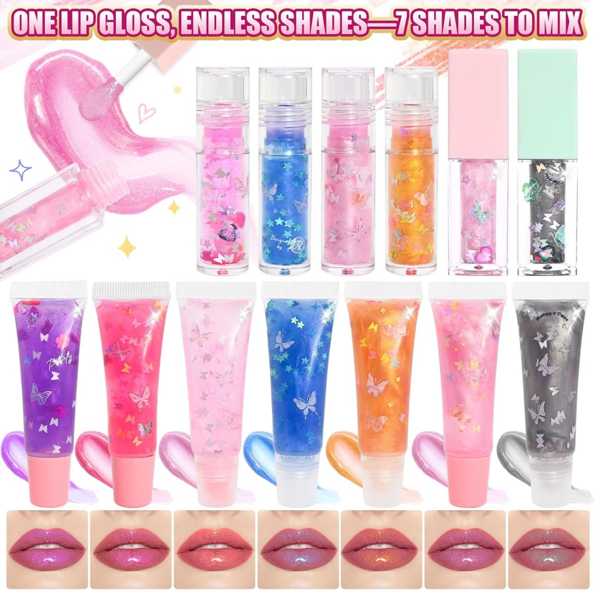 ⁦JCOOS Lip Gloss Making Kit, Color Changing Lip Oil 64 Pcs DIY Lip Gloss Kit Moisturizing Flavor Lip Gloss Sets⁩ - الصورة ⁦2⁩