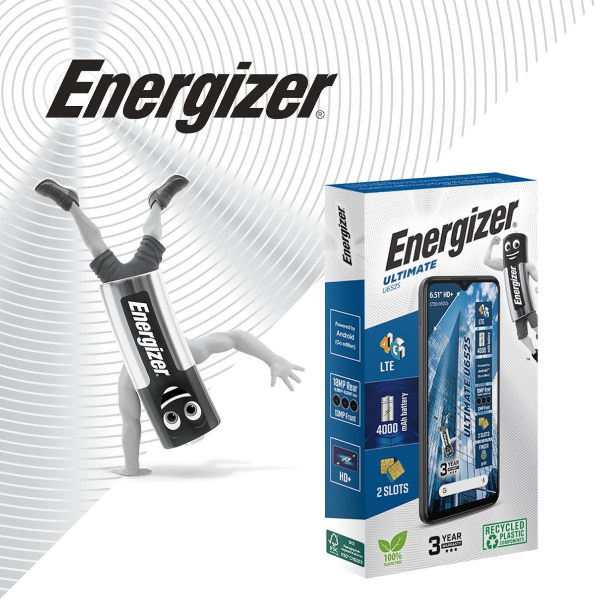 ⁦Energizer Ultimate U652S Dual SIM, 64GB, 2GB RAM, 4G LTE, 4000mAh Battery, Black⁩ - الصورة ⁦6⁩