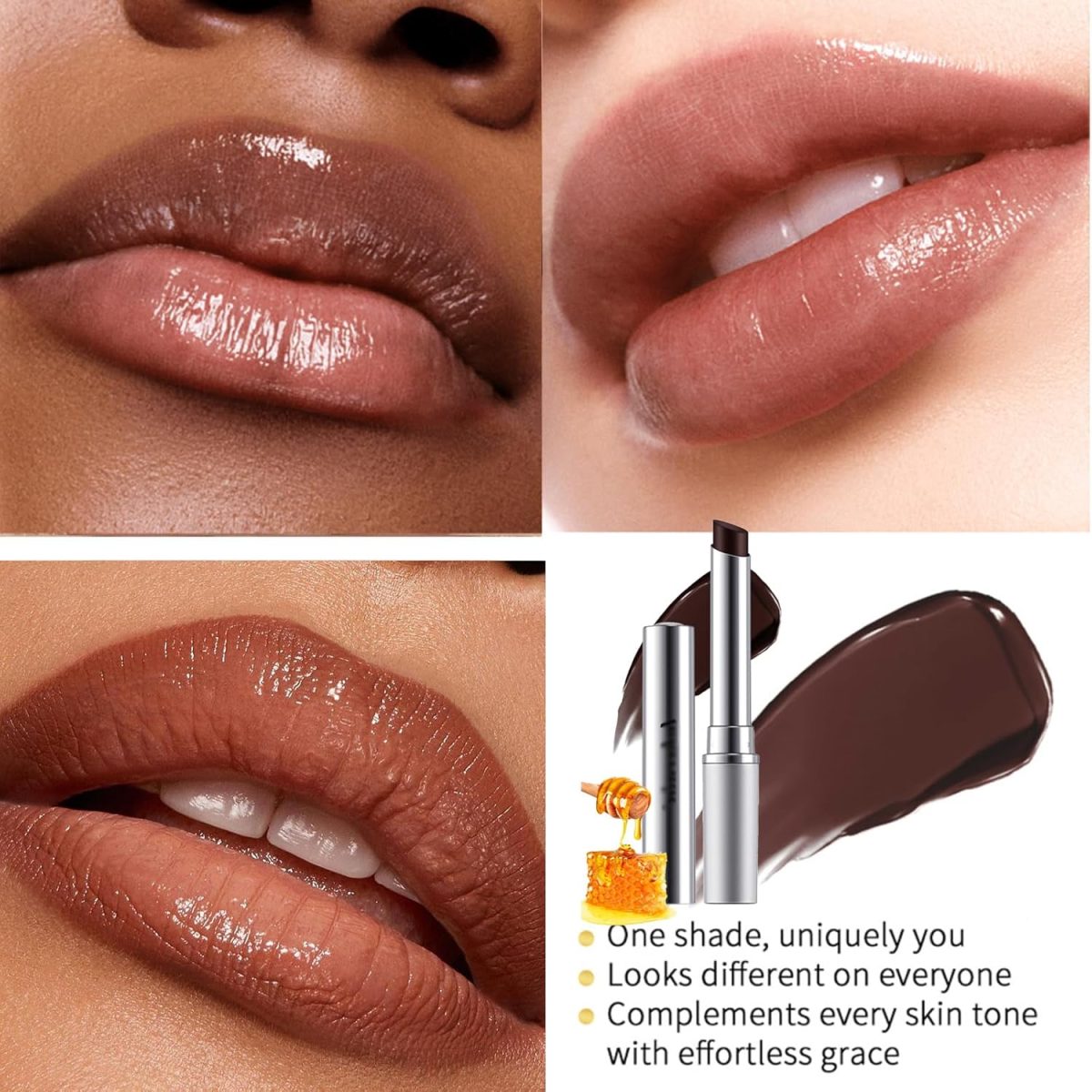 ⁦Black Dark Honey Lipstick, Almost Honey Balm Black Color Lipstick Tinted Lip Balm, Natural Deeply Moisturising Hydrating Long-Lasting Lip Plumping Lip Care for Dry Lips⁩ - الصورة ⁦6⁩