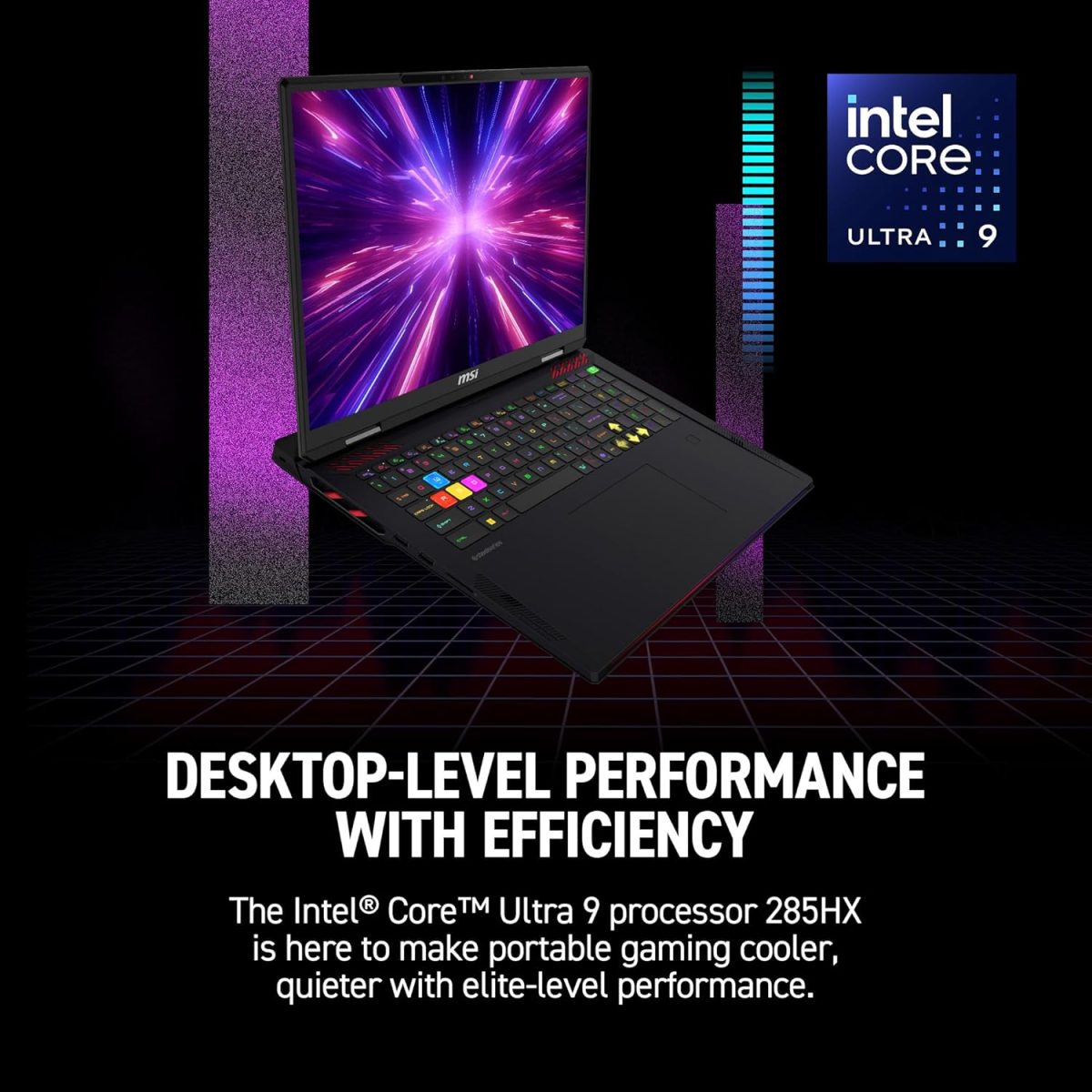 ⁦MSI Raider 18 HX AI 18” 120Hz UHD+ Gaming Laptop: Intel Core U9-285HX, NVIDIA Geforce RTX 5080, 64GB DDR5, 4TB NVMe SSD, Thunderbolt 5, Wi-Fi 7, Win 11 Home: Black A2XWIG-014US⁩ - الصورة ⁦3⁩