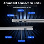 ⁦لابتوب فضي 14 انش، شاشة FHD IPS، سيليرون J4125، 8GB DDR4، 128GB SSD، [ويندوز 11 برو واوفيس 365]، رفيع للغاية، فتحة 180 درجة، USB 3.0، بلوتوث، مثالي للدراسة والعمل (128GB)⁩ - الصورة ⁦2⁩
