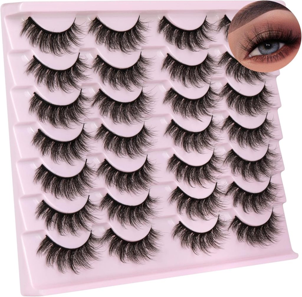 14 Pairs Wispy Mink Lashes Fluffy Eye Lashes, Natural Look 5D Volume 16mm Fake Eyelashes, Makeup Tools Eye Lashes