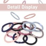 ⁦Chuangdi 12 Pieces Cotton Hair Ties Braided Hair Bands Elastic Hair Ties Ropes Braided Ponytail Holders Hair Accessories for Women Girls Thick Heavy and Curly Hair (Mixed Colors)⁩ - الصورة ⁦4⁩