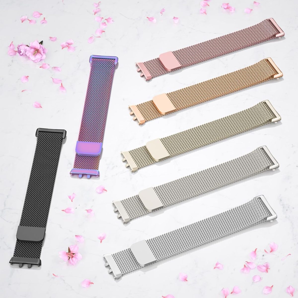 ⁦Metal Bands for Samsung Galaxy Fit 3 Strap, Adjustable Stainless Steel Strap with Magnetic Buckle for SAMSUNG Galaxy FIT 3 SM-R390 Smartwatch Strap Women&Men⁩ - الصورة ⁦7⁩