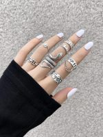 ⁦Shining Diva Fashion Latest Stylish Metal Boho Midi Finger Rings for Women and Girls - Silver⁩ - الصورة ⁦9⁩