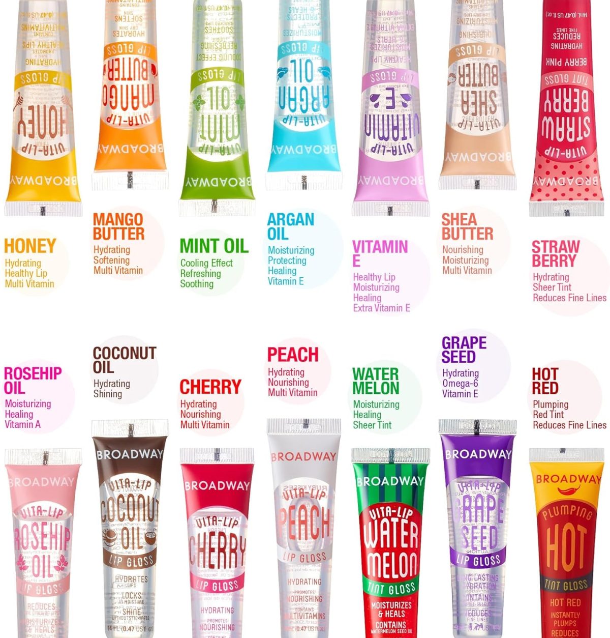 ⁦Kiss Broadway Clear Lip Gloss (Mint, Coconut, Rosehip Oil), Pack Of 6⁩ - الصورة ⁦9⁩