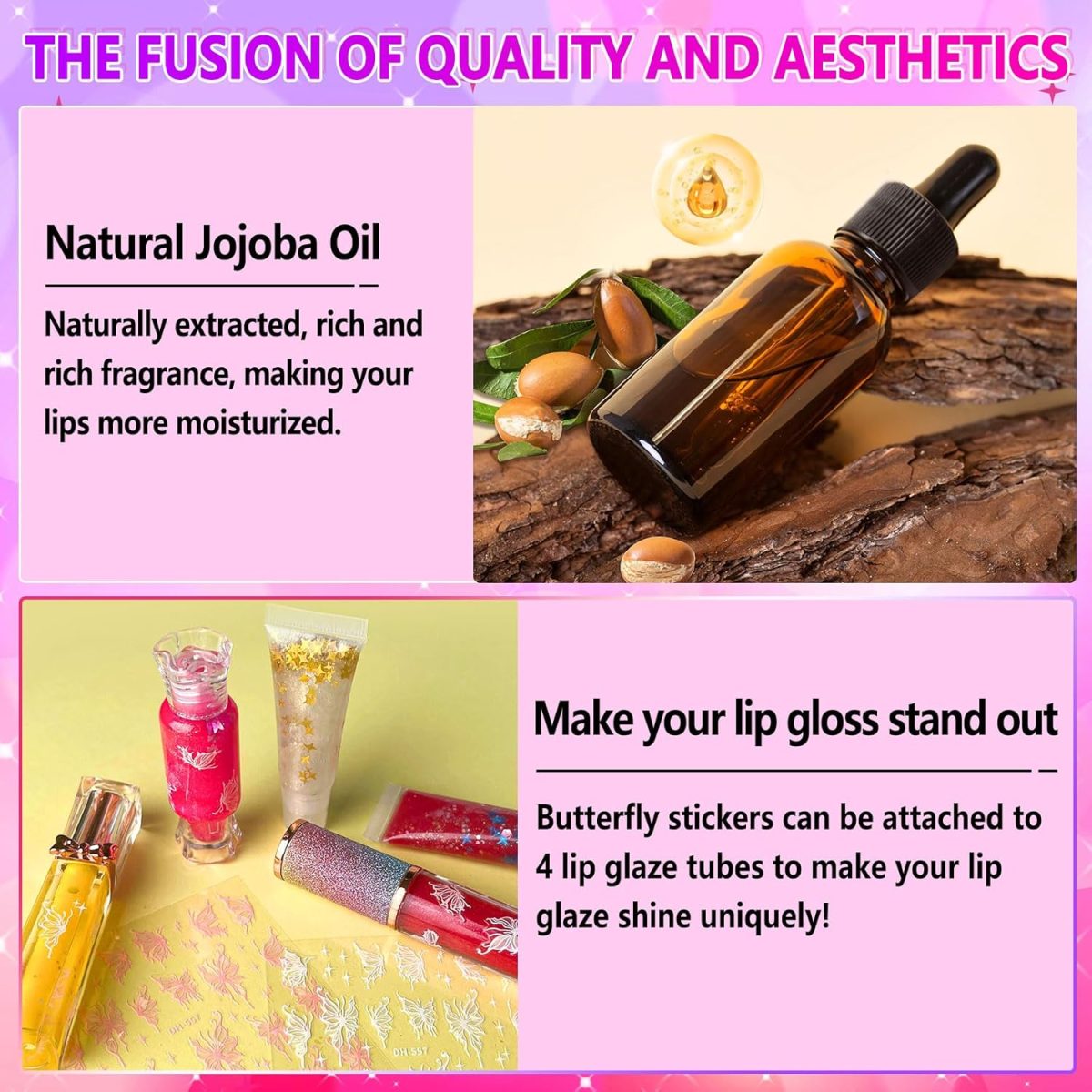 ⁦JCOOS Lip Gloss Making Kit, Lip Gloss Set for Teens Kids Tweens Girls Woman Lip Kit Fun DIY Lipgloss Making Kit, Make Your Own Lip Gloss Kit, Moisturizing Glitter Kids Gifts Stuff for Girls 10-12⁩ - الصورة ⁦7⁩