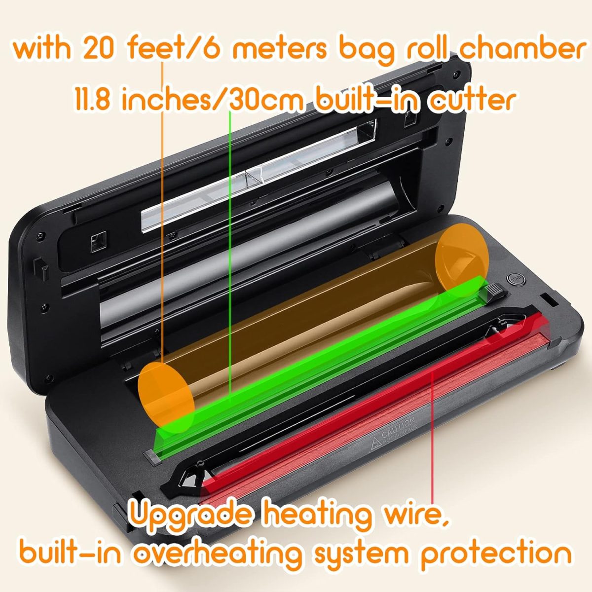 ⁦INKBIRD INK-VS03 Food Vacuum Sealer Machine, Sealing Time Display, 80KPA Strong Suction, Automatic Vacuum Sealer with Starter Kit for Food Storage and Sous Vide⁩ - الصورة ⁦6⁩