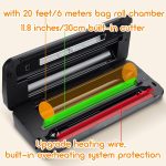 ⁦INKBIRD INK-VS03 Food Vacuum Sealer Machine, Sealing Time Display, 80KPA Strong Suction, Automatic Vacuum Sealer with Starter Kit for Food Storage and Sous Vide⁩ - الصورة ⁦6⁩