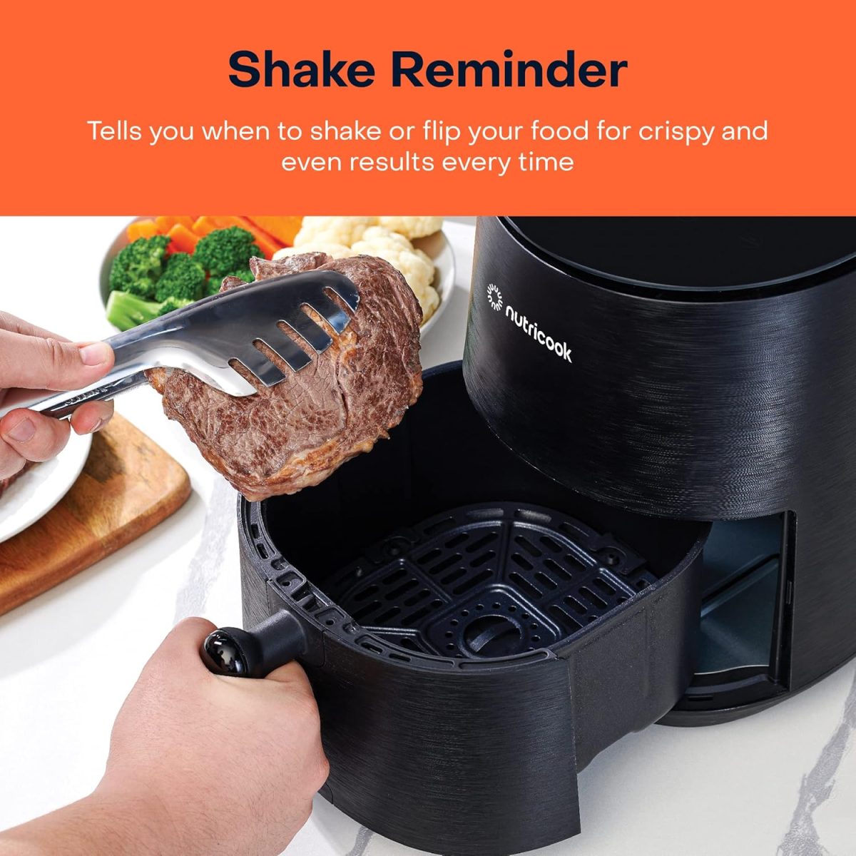 ⁦Nutricook Air Fryer Mini, 1500 Watts, Digital Display, Tempered Glass Control Panel, 8 Preset Programs with built-in Preheat function, 3.3 Liters, Black⁩ - الصورة ⁦6⁩