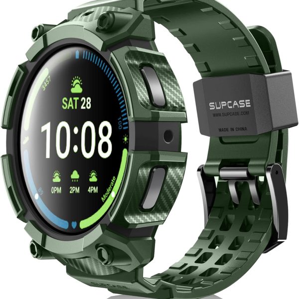 SUPCASE [Unicorn Beetle Pro Series] Case for Galaxy Watch 5 Pro 45mm (2022 Release), Rugged Protective Case with Strap Bands - Dark Green