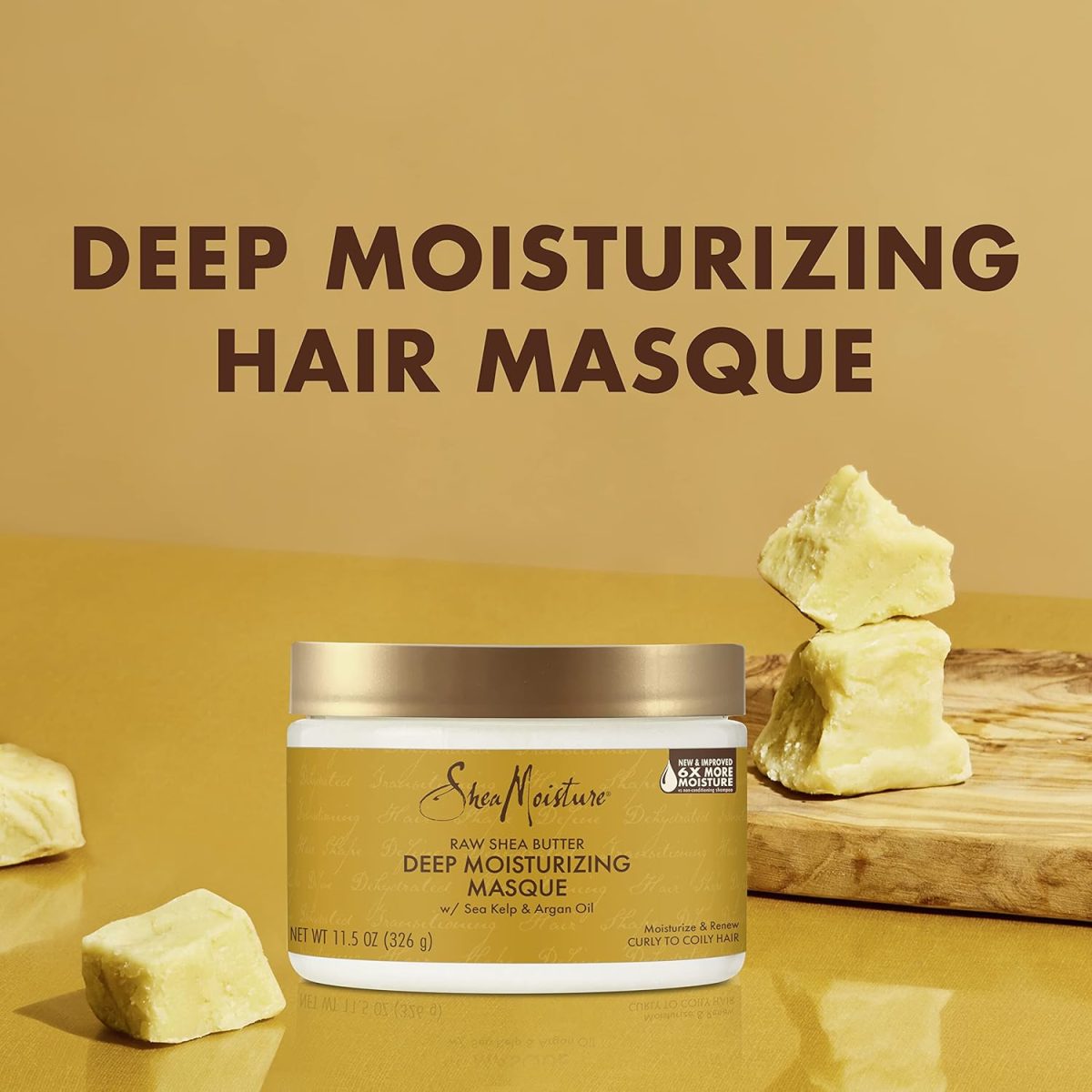 ⁦SHEA MOISTURE Deep Treatment Masque For Dry, Damaged Or Transitioning Hair Raw Butter With Sea Kelp And Argan Oil 12 Oz⁩ - الصورة ⁦3⁩