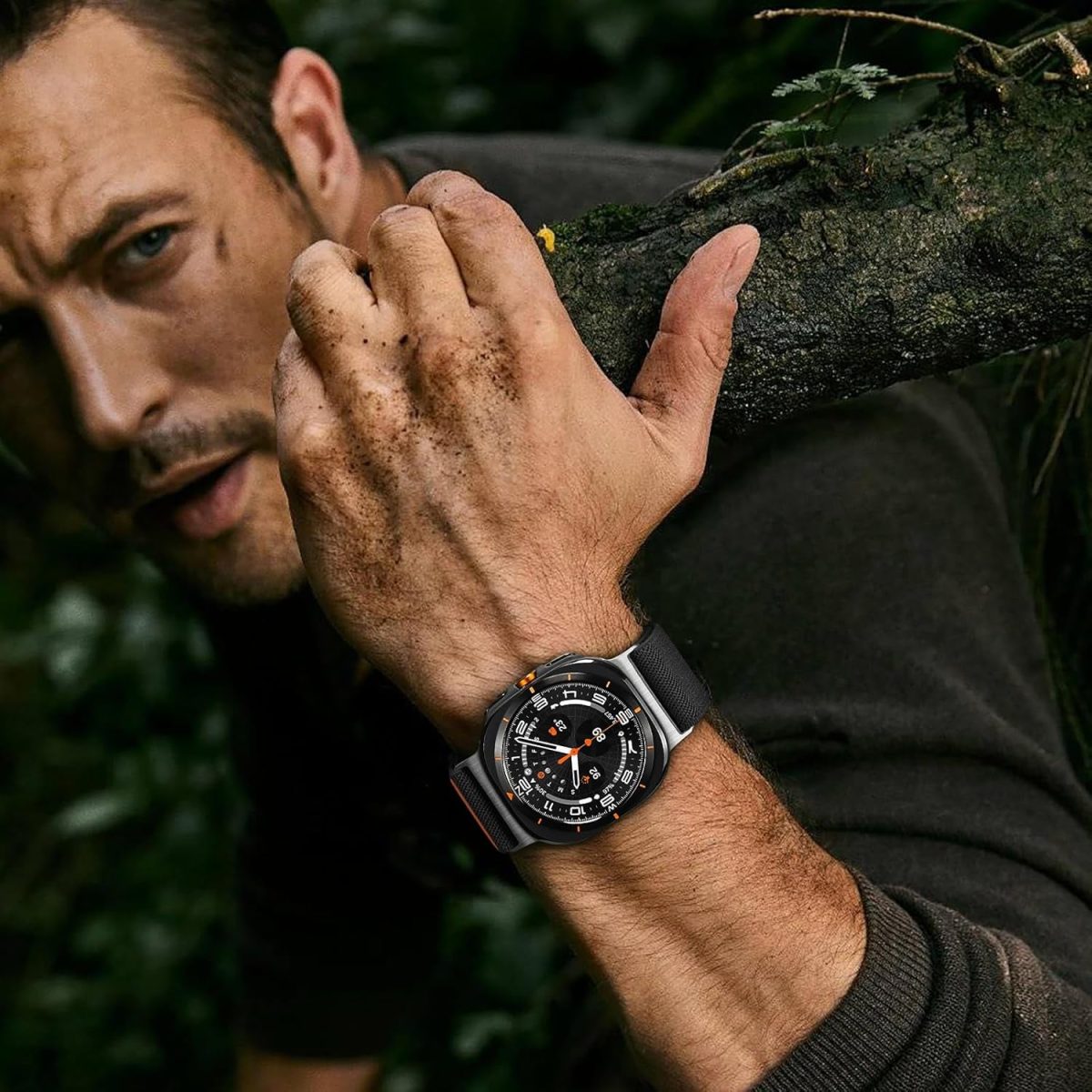 ⁦Suitisbest Sports Strap Compatible with Samsung Galaxy Watch Ultra 47 mm (2024), Ultra Adjustable Nylon Loop Watch Strap with S-Hooks for Men and Women⁩ - الصورة ⁦7⁩