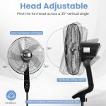 ⁦مروحة عمودية 16 بوصة بجهاز تحكم عن بعد و3 إعدادات للسرعة، مروحة حامل متذبذبة مع شاشة LED تعمل باللمس وتايمر وتبريد قوي 55 واط بارتفاع قابل للتعديل وقاعدة ثقيلة لتشغيل هادئ للمنزل والمكتب⁩ - الصورة ⁦4⁩
