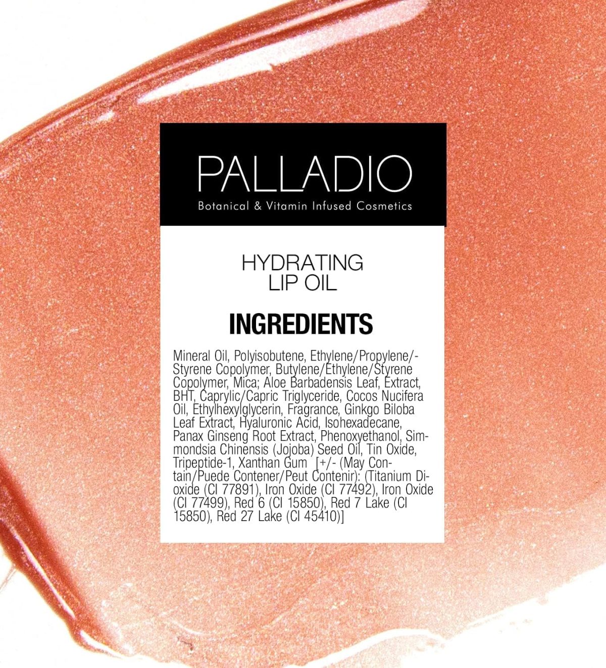 ⁦Palladio Hydrating Lip Oil Infused with Hyaluronic Acid, Non-Sticky Formula, Subtle shine tinted sheer color, liquid lipstick, locks in moisture to prevent chapped lips 0.13 Oz. (BLING)⁩ - الصورة ⁦8⁩