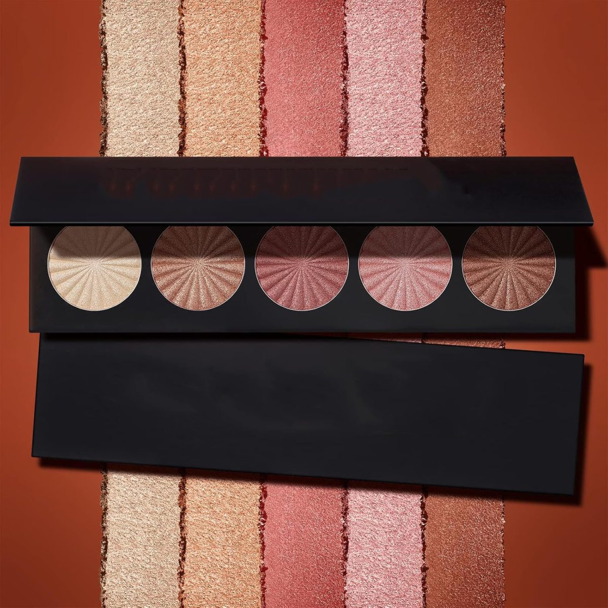 ⁦Khazna Highlighter Powder Palette, Makeup Palette Facial Bronzers Illuminator Palette Highlighter Baked Waterproof Long Lasting Brilliant Lighten Skin Color (5 Color, 1 Count (Pack of 1))⁩ - الصورة ⁦6⁩