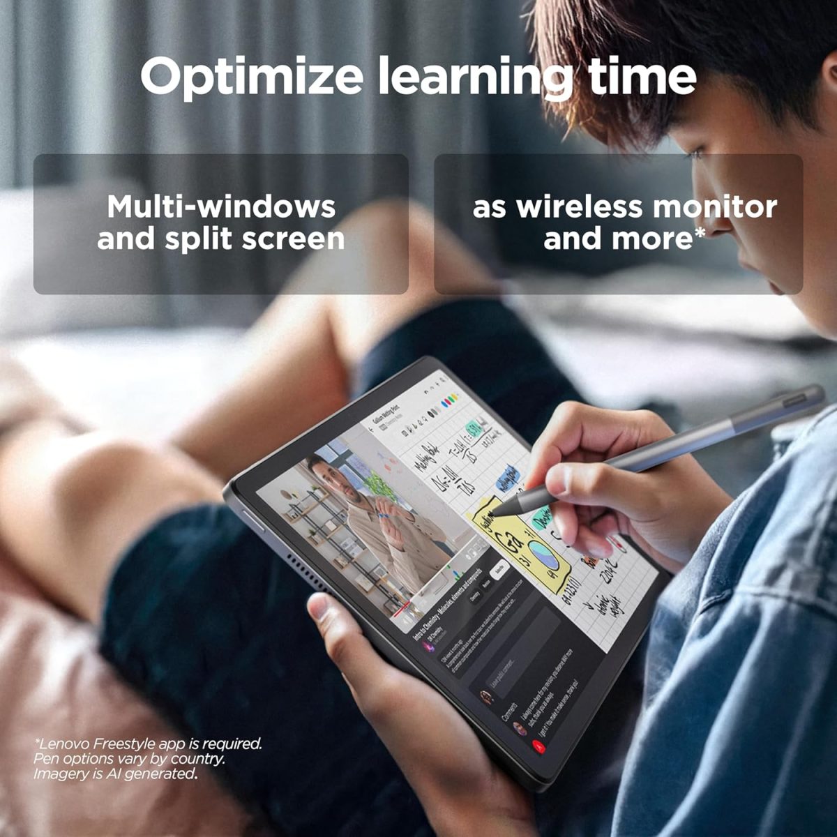 ⁦Lenovo Tab M11 Android Tablet | 11 Inch Full HD 1200p | 128 GB | Lenovo Tab Pen + Folio Case | WiFi | 4 GB RAM | Luna Grey | Designed for Portable Entertainment⁩ - الصورة ⁦5⁩