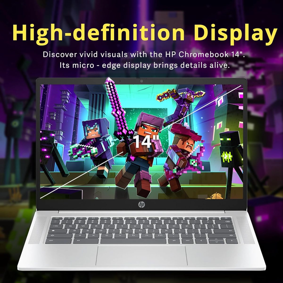 ⁦HP لابتوب كروم بوك 14 انش HD مضاد للتوهج، معالج انتل N200، 4GB LPDDR5، تخزين 288GB (128GB eMMC + قاعدة شحن 160GB)، بطاقة رسومات انتل UHD، واي فاي 6، كاميرا ويب، نظام تشغيل كروم، فضي⁩ - الصورة ⁦4⁩
