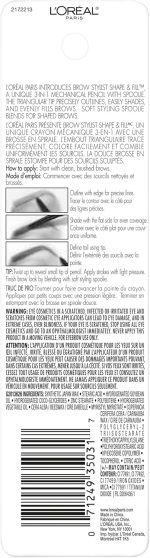 ⁦L’Oréal Paris L'Oreal Brow Stylist Shape & Fill Mechanical Eye Brow Makeup Pencil, Dark Brunette, 0.008 oz.⁩ - الصورة ⁦3⁩