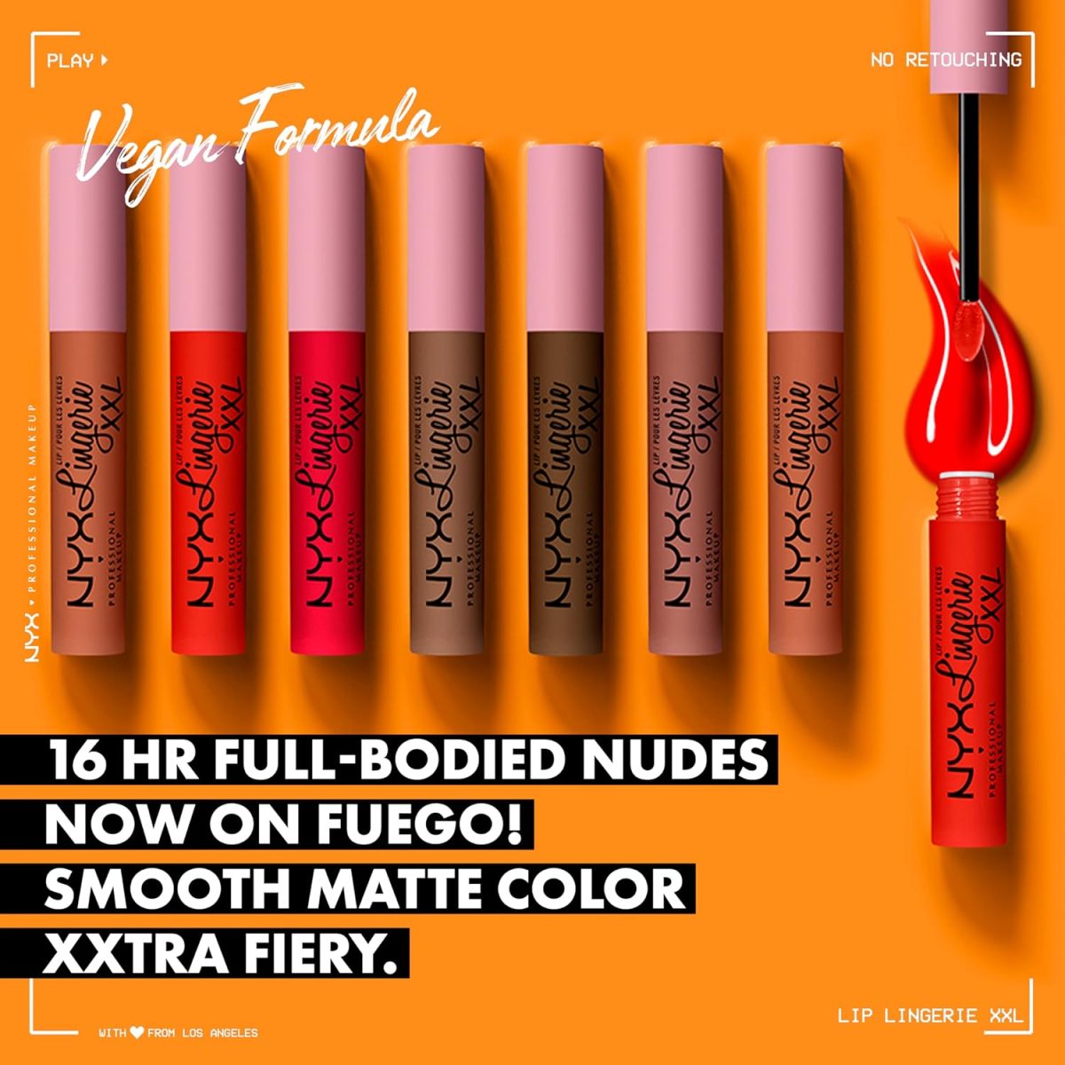 ⁦NYX Professional Makeup Lip Lingerie XXL Smooth Matte Liquid Lipstick 0.13 fl oz, On Fire⁩ - الصورة ⁦2⁩