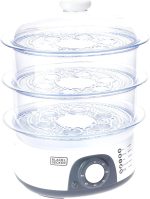 BLACK+DECKER Food Steamer,775W, 10L 3-Tier Detachable Design, Timer Control, Quick & Easy Meal Prep, Dishwasher Safe, Lightweight 1.98 Kg, 220-240V, Efficient and Compact, White - HS6000-B5