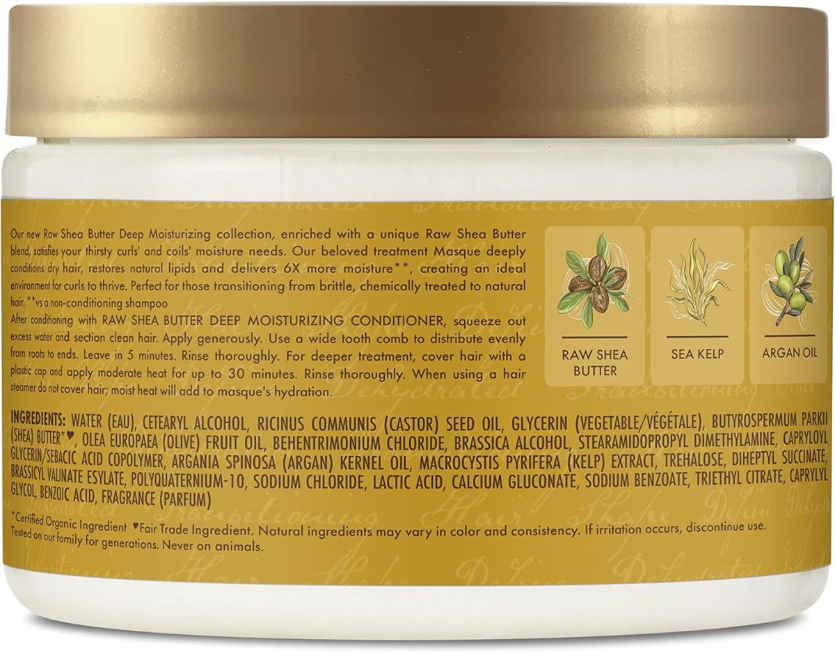 ⁦SHEA MOISTURE Deep Treatment Masque For Dry, Damaged Or Transitioning Hair Raw Butter With Sea Kelp And Argan Oil 12 Oz⁩ - الصورة ⁦2⁩