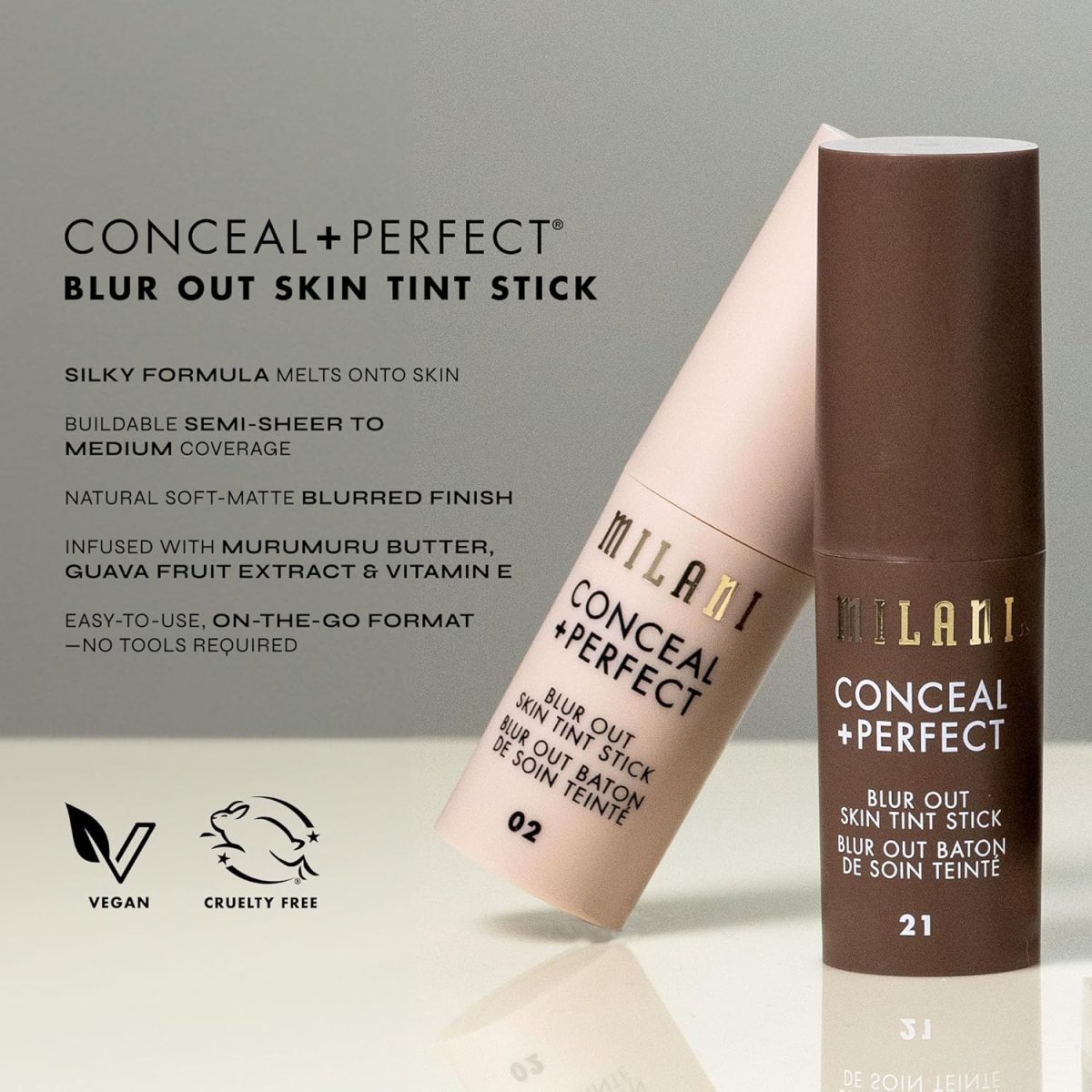 ⁦Milani Conceal + Perfect - Skin Tint Stick, Blur Out Tinted Moisturizer Makeup, Shade 006⁩ - الصورة ⁦8⁩
