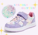 ⁦LUCKY STEP Kid's Glitter Walking Shoes Shiny Sparkly Sequins Fashion Sneakers Hook and Loop Athletic Unisex-Child Casual Running for Children/Boys/Girls⁩ - الصورة ⁦2⁩