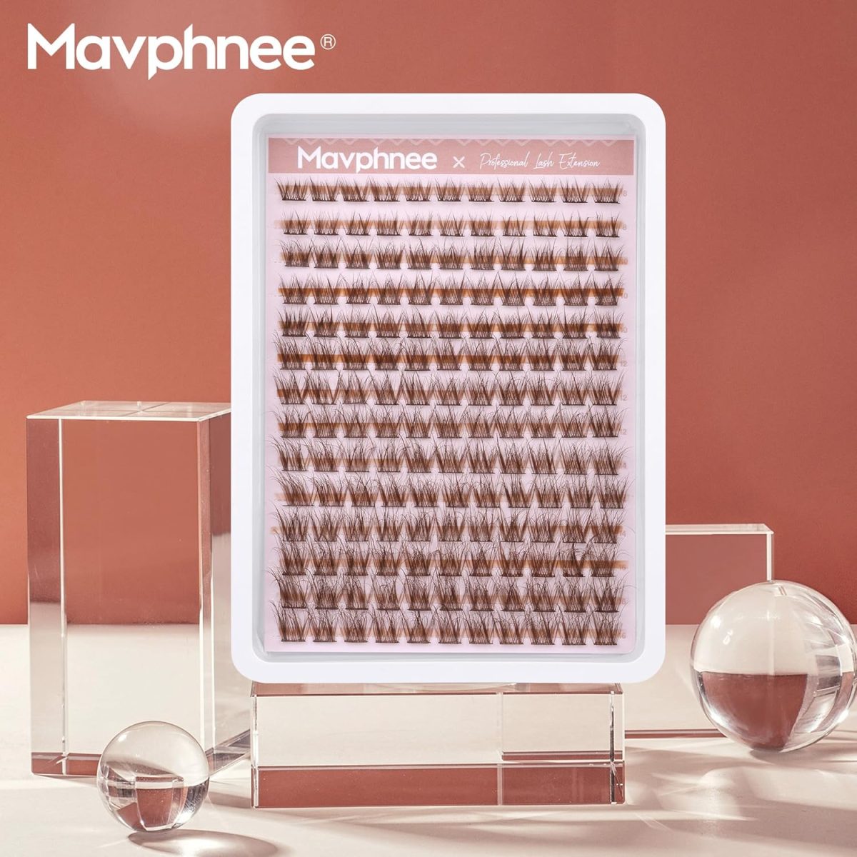 ⁦Mavphnee Brown Lash Clusters Natural Lash Extensions Wispy Eyelash Clusters 168 Pcs C Curl Lashes Clusters for Everyday Wear Beginner Friendly Dark Brown Cluster Eyelash Extensions by⁩ - الصورة ⁦8⁩